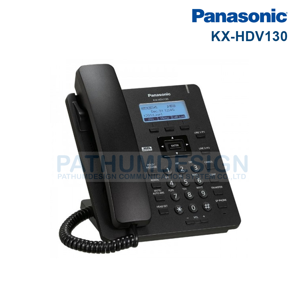 เครื่องโทรศัพท์ PANASONIC รุ่น KX-HDV130 IP Phone (SIP) SIP Phone 2 LAN ports Panasonic (ไม่รวม Adaptor) เครื่องโทรศัพท์ PANASONIC รุ่น KX-HDV130 IP Phone (SIP) SIP Phone 2 LAN ports Panasonic (ไม่รวม Adaptor)