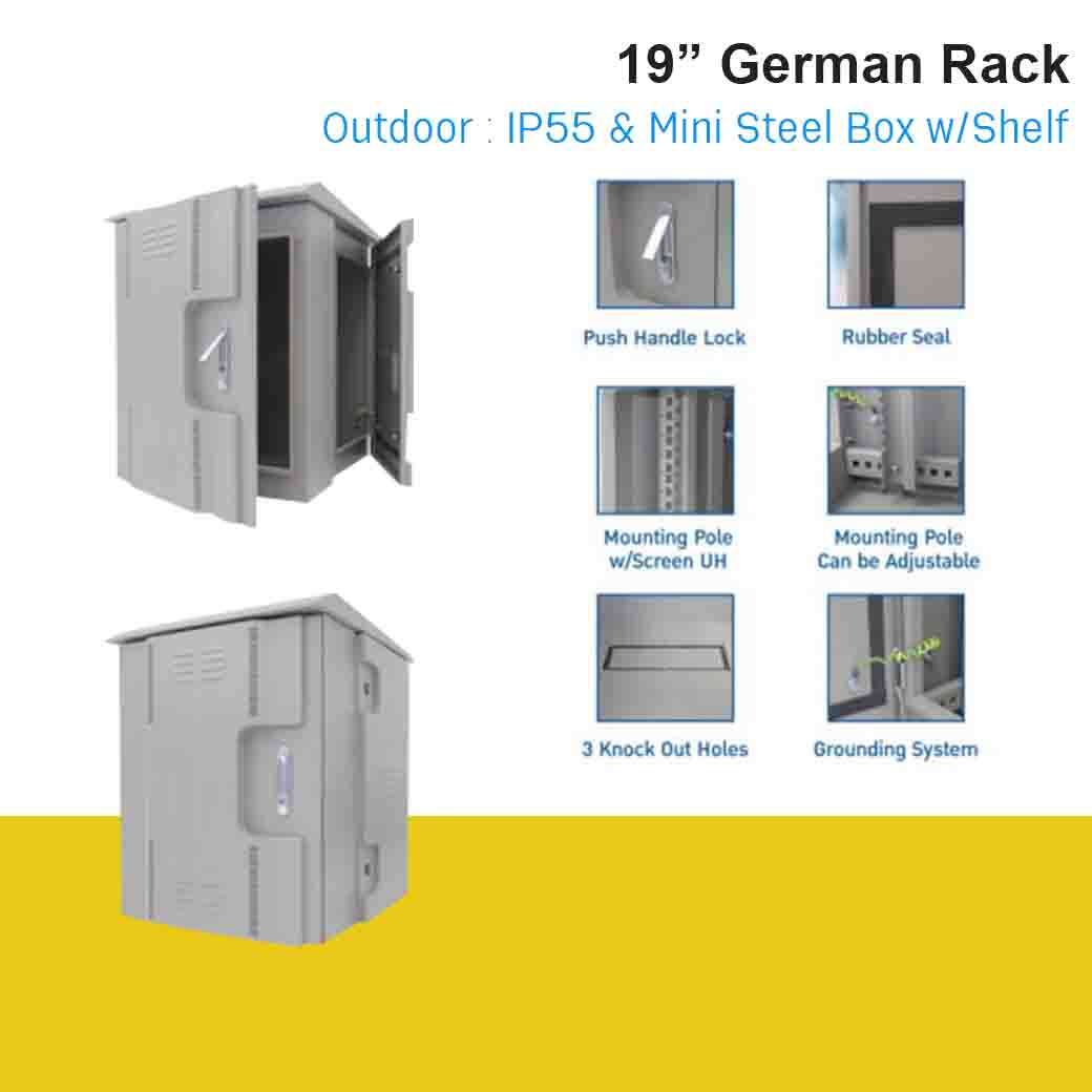19" GERMAN WALL RACK OUTDOOR (IP55) G2 Series & MINI STEEL BOX G6 Series