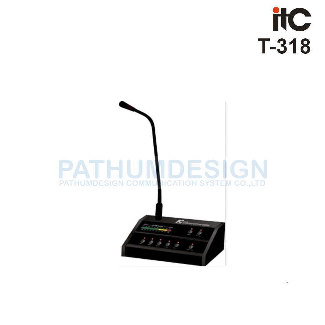 ITC T-318 Remote Zone Paging Microphone Console with DC Supply