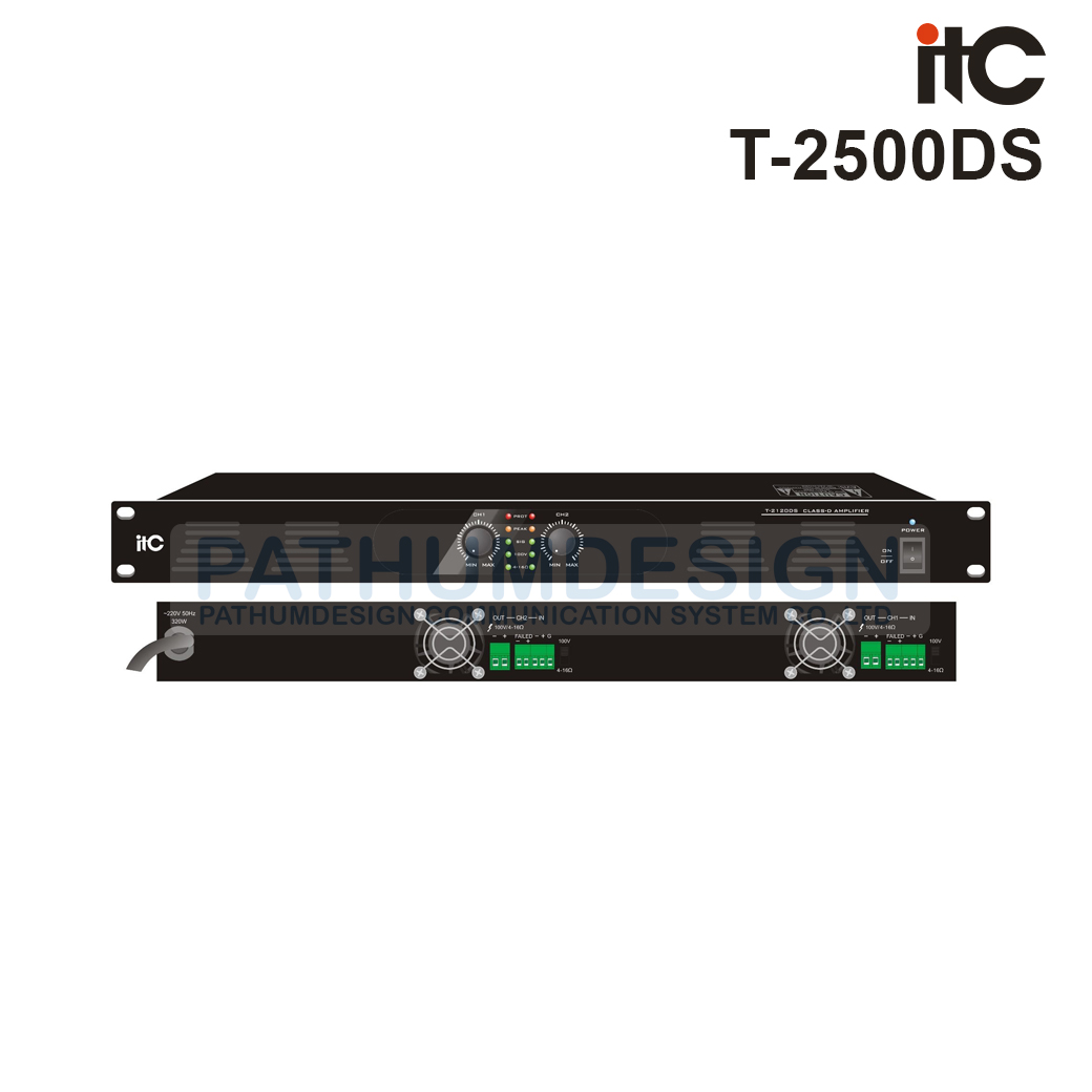 ITC T-2500DS 2x500W, Class-D Amplifier, 100V and 4-16 ohms