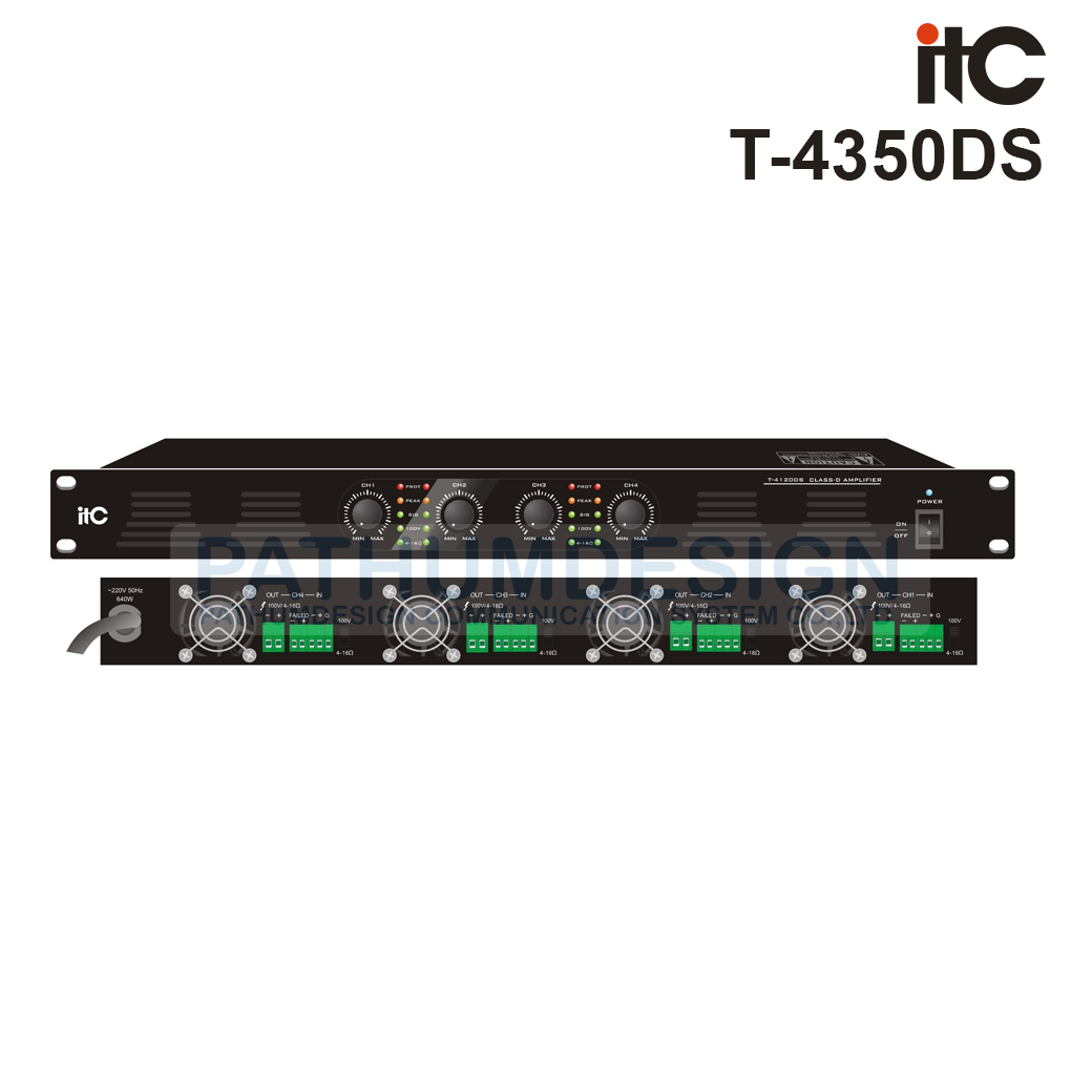 ITC T-4350DS 4x350W, Class-D Amplifier, 100V and 4-16 ohms