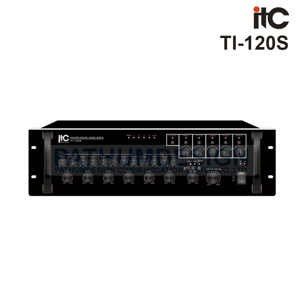 ITC TI-120S 120W, 5 Zone mixer amplifier,4 mic, 2 aux