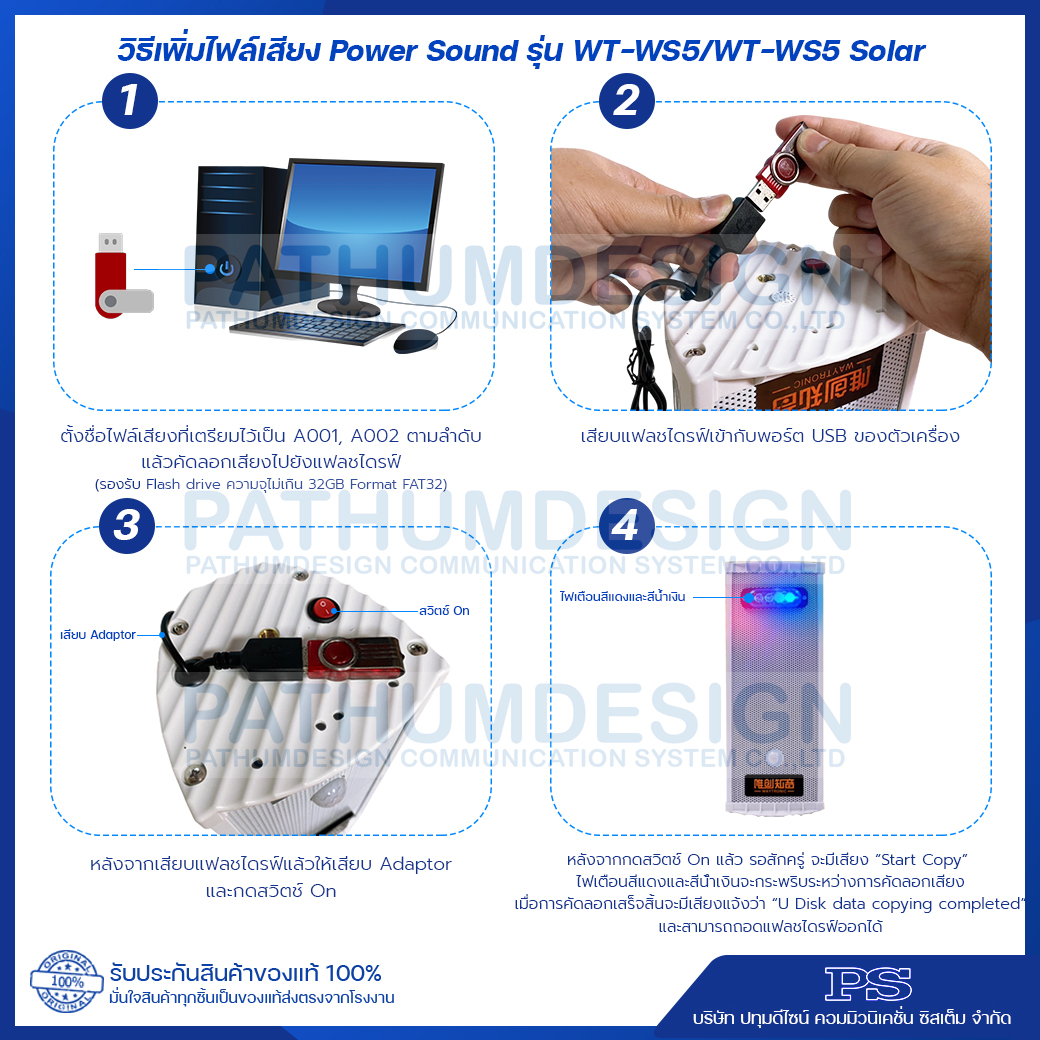 Power Sound รุ่น WT-WS5 ใช้งานภายนอกได้ กันน้ำมาตรฐาน IP65