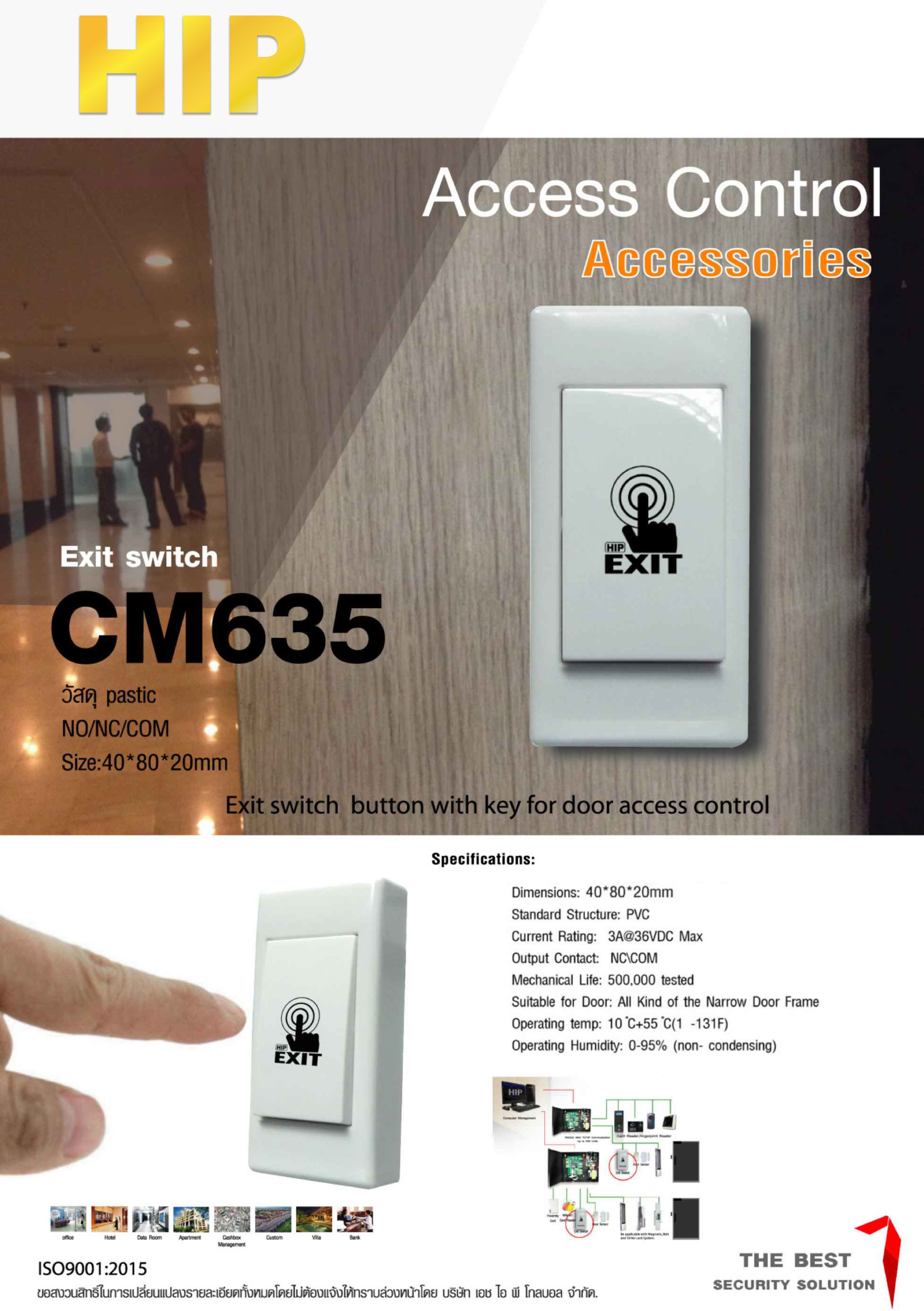 HIP CM635 Exit Switch ปุ่มกดเปิดประตู